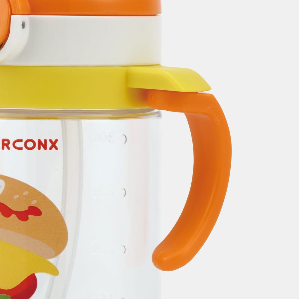 Skater Baby Straw Mug with Foldable Handle and Shoulder Suitable for Ages 1 Year and Burger Concus KSHW2N Strap, 2-Way Type, 370ml, Up,