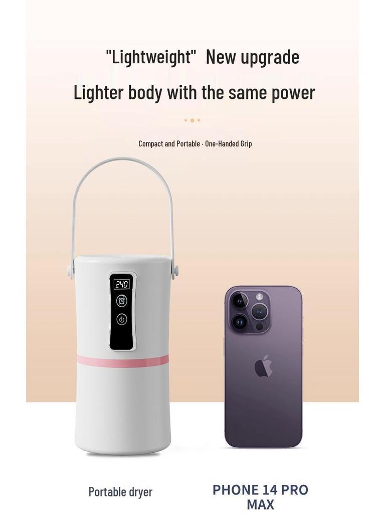 Compact Travel Clothes Dryer: Sterilizes, Eliminates Dust Mites, Features Timer, Consistent Heat, Ideal for Dorm or Home Use.