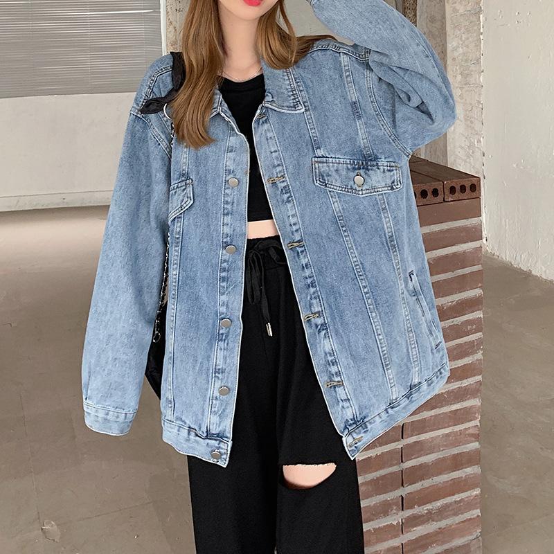 Spring and Autumn Women's Plus Size Fashion Trend Denim Jacket Loose Vintage Jacket