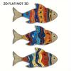 3Pcs/Set Nautical Wooden Fish Wall Decoration Farmhouse Rustic Colorful Fish Wall