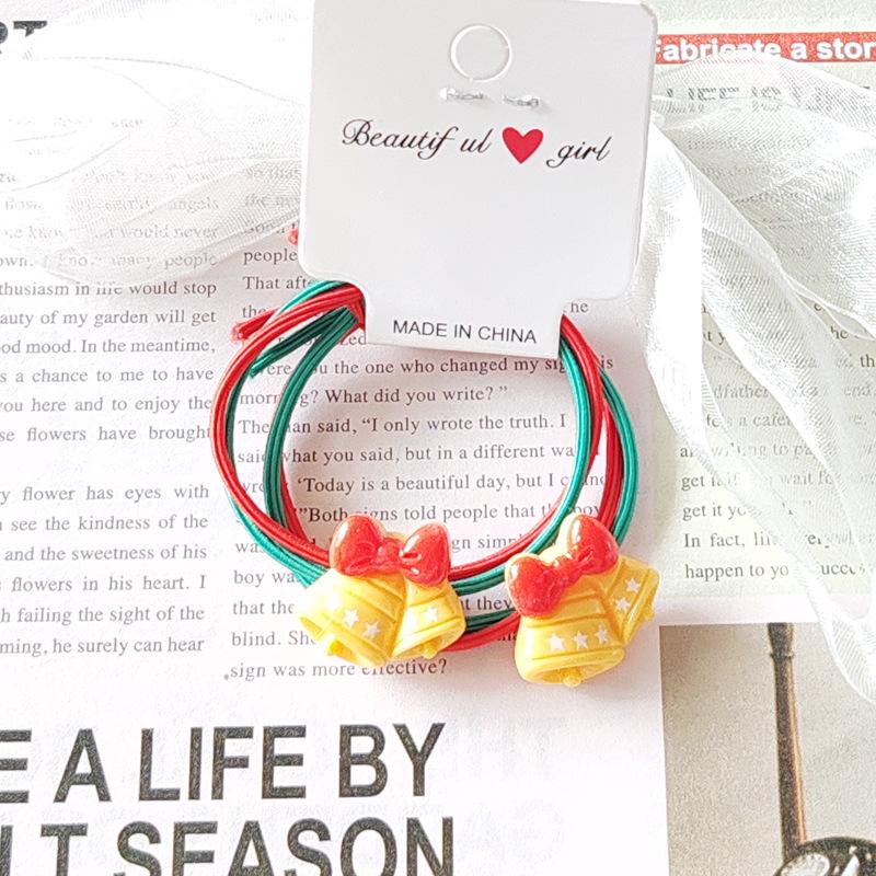 Santa Claus Christmas Tree Hair Ties - Elastic Rubber Bands for Kids