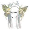Pearls Headband Butterfly Ribbon Pageant Prom for School Play Stage Props