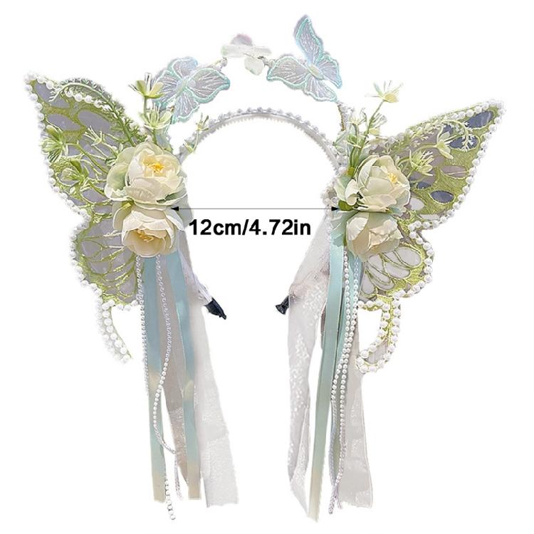 Pearls Headband Butterfly Ribbon Pageant Prom for School Play Stage Props