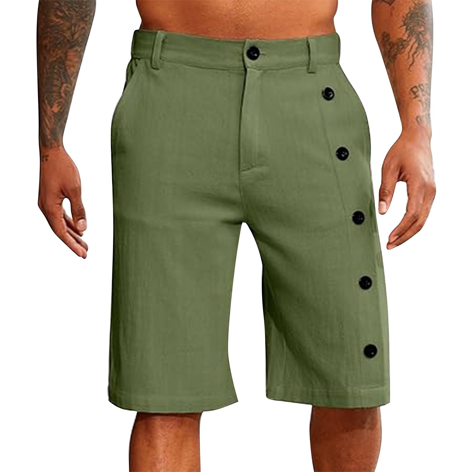 

Мужская спортивная карманная рабочая одежда, повседневные свободные шорты, повседневные шорты для бега на шнурке L армия зеленый