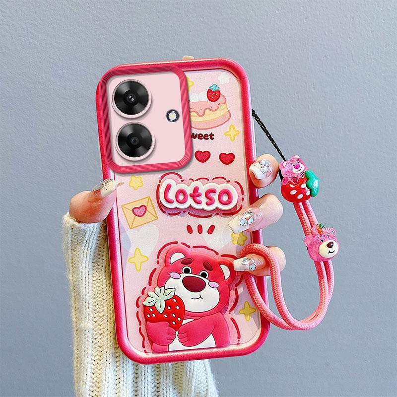 KEYSION Nárazuvzdorné pouzdro pro Realme Note 60 se šňůrkou Měkký silikon Roztomilý 3D kreslený panáček Kryt na telefon pro OPPO Realme Note 60