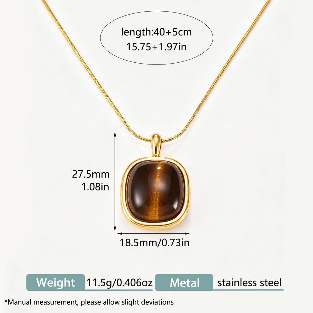 Tiger Eye Cross Geometric Necklace Set: Retro Titanium Steel Clavicle Chain for Women