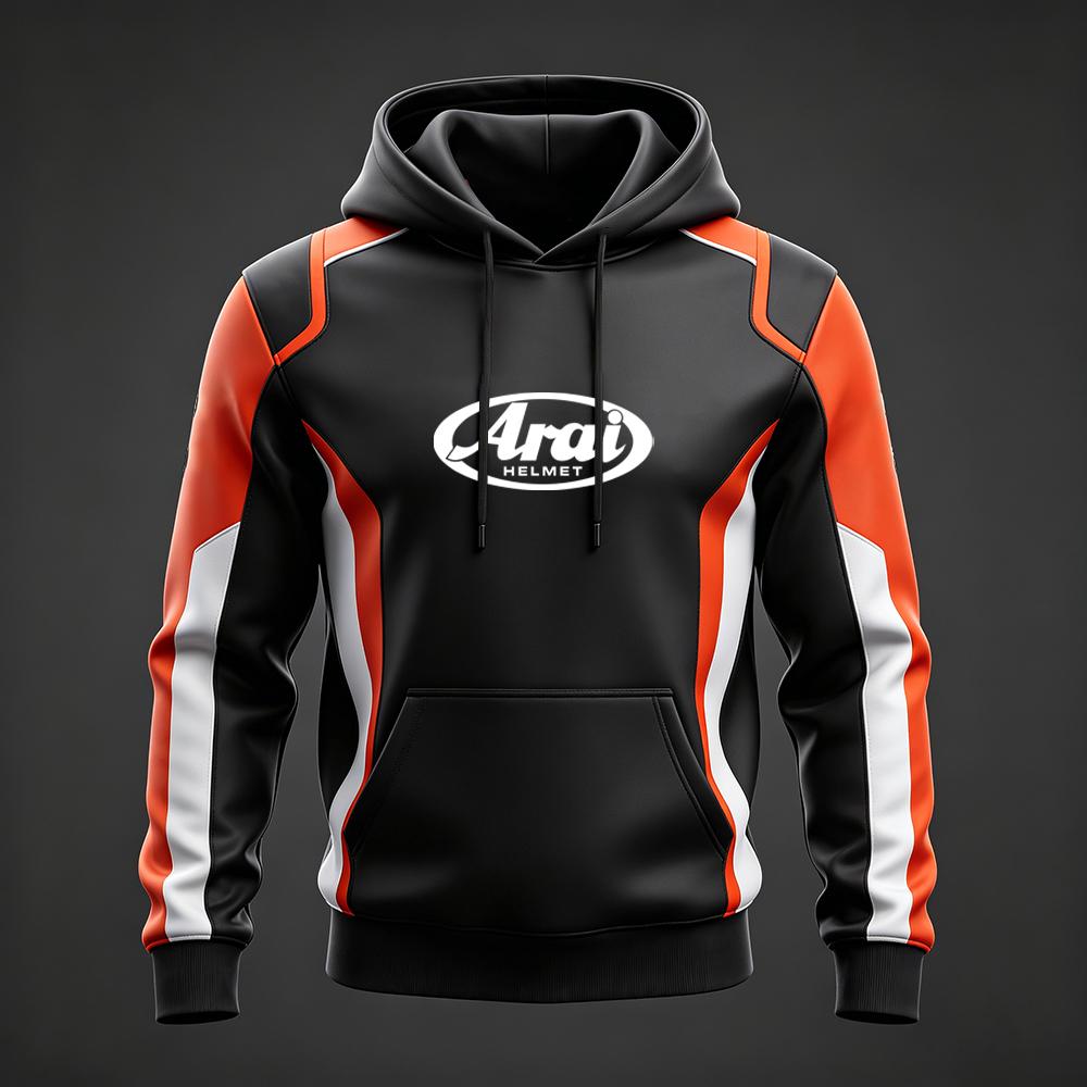 Men's Arai Racing Hoodie - Red/Black/White Color Block Motorsport Sweatshirt