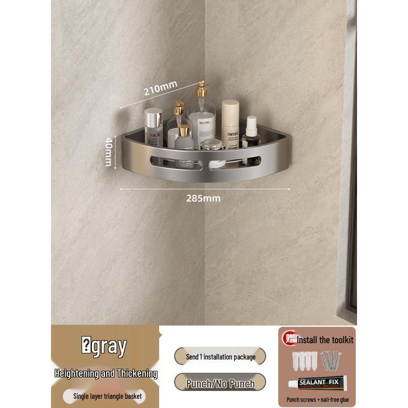 Punch-Free Wall-Mounted Bathroom Shower Corner Shelf