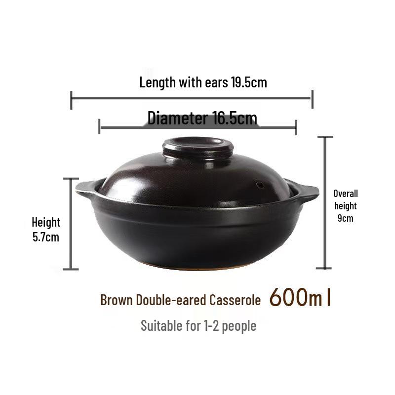 High-Temperature Resistant Clay Pot with Handle for Claypot Rice & Noodles - Durable, No Crack, Small Commercial Sand Pot