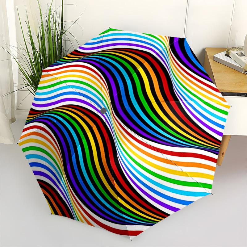 

1pc Colorful Waves Automatic Opening/Closing Umbrella with Operation & Windproof Canopy - Folding Design, Holiday Gift yy260225184