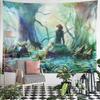 Lovely Girl Mushroom Fantasy Forest Stream Decorative Tapestry, Forest Green Elegant Touch, Elegant Piece for Master Bedroom and Lounge