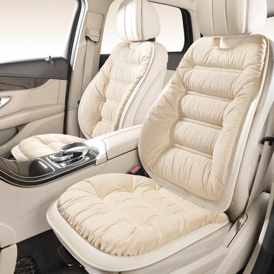 2-seater Elegant Comfortable Down Feather Car Seat Cushion Plush PU Leather Thick Warm Cozy for Autumn Winter