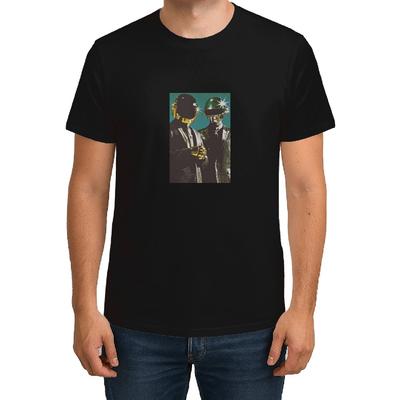 100% Baumwolle Daft Punk T-Shirts Schweres T-Shirt Herren - Schwarz