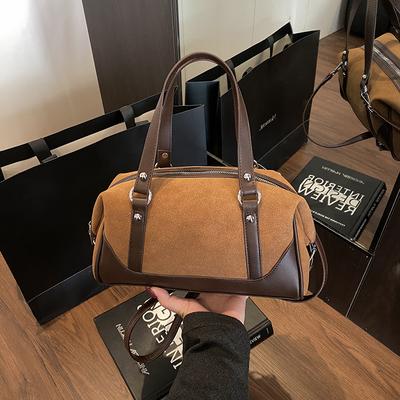 Casual Large Capaci Suede Bag Women New  Retro Brown Commuter Shoulder Bag Pillow Bag Purses and Handbags