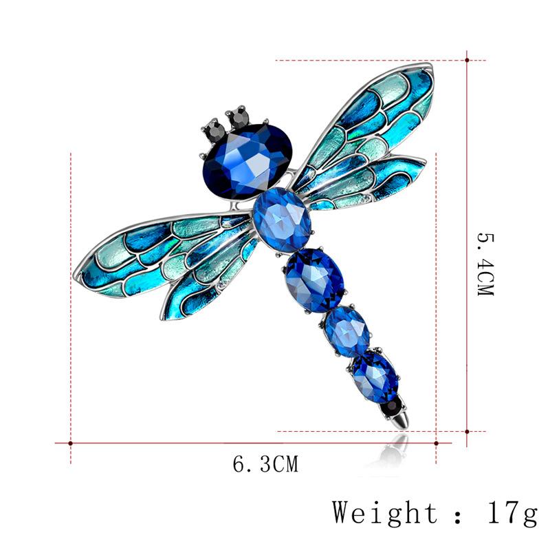 Broche Feminino Elegante Estilo Vintage Libélula Strass Coloridos Forma de Animal Alfinete de Lapela