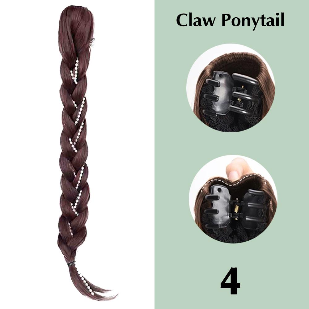 

MERISIHAIR Синтетический длинный плетеный хвостик, наращивание волос, плетеный хвост с когтями, высокотемпературная искусственная коса для женщин, повседневный косплей 50cm