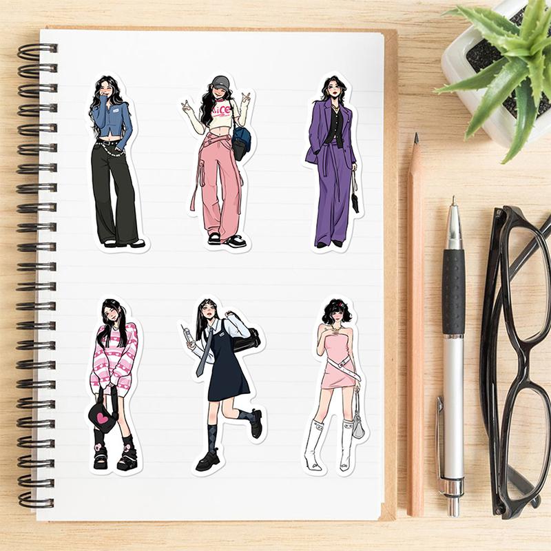 

65Pcs Hand-Painted Girl Sticker Diy Scrapbooking Collage Album Characters Clothing Decoration Stickers 65Pcs