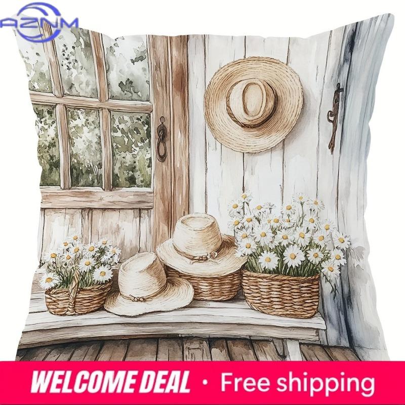 Vibrant Wildflower & Butterfly Pillowcasesliving Room Sofa Cushion Cover, Soft And Comfortable, Bedroom Room Decoration