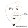 5 PCS Enamel Colorful Butterfly Pendant Bracelet Earrings for Women Girls Romantic Chain Necklace Wedding Party Jewelry Set