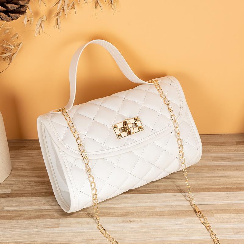 New embroidered rhombus small square bag, one shoulder portable messenger bag, and a printed rhombus chain women's bag.