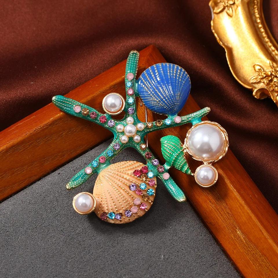 

Классическая эмалевая брошь, средневековая винтажная брошь, булавка в виде морской звезды, крест, значок для тяжелой промышленности, аксессуары