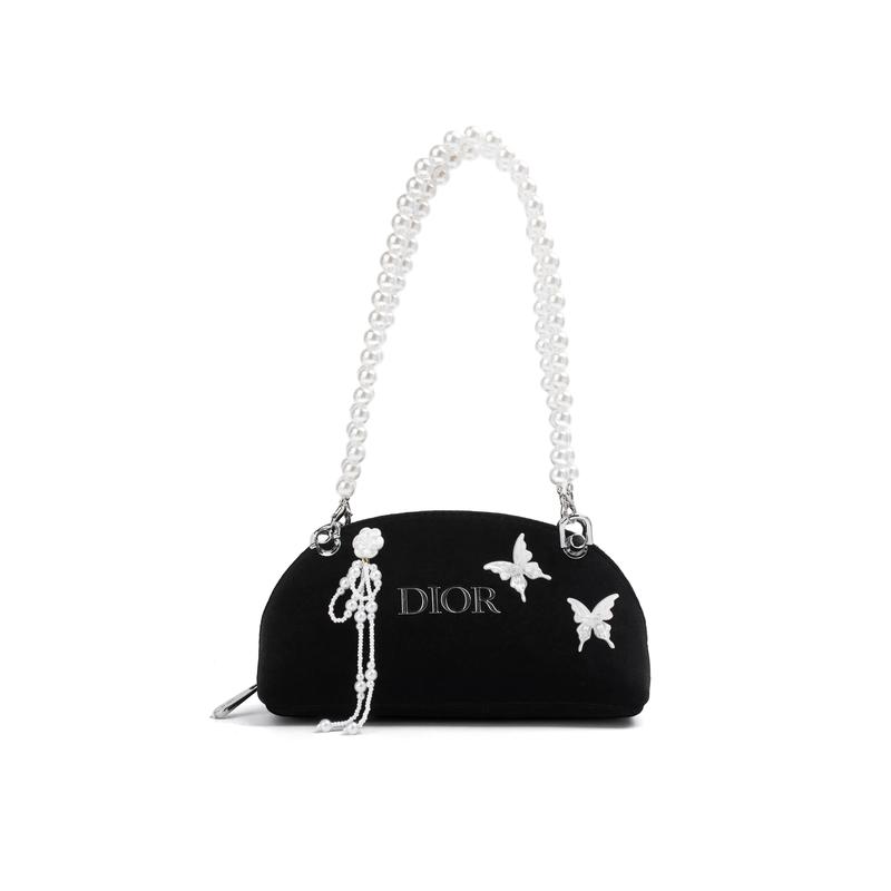 

DIOR Bag [Customized Cosmetic Bag] Amber Ink Feather Butterfly Charm Romantic Elegant Cool Girl Sweet Cool Dark Style Black Semi-circular Velvet чорний