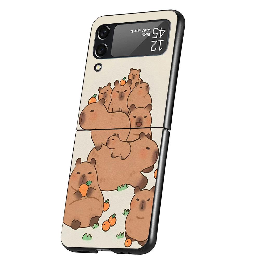 Funny Capybara Cartoon Animal Phone Case For Samsung Galaxy Z Flip 7 6 5 4 3 5G Cover ZFlip7 ZFlip6 ZFlip4 ZFlip5 ZFlip3 Coque F