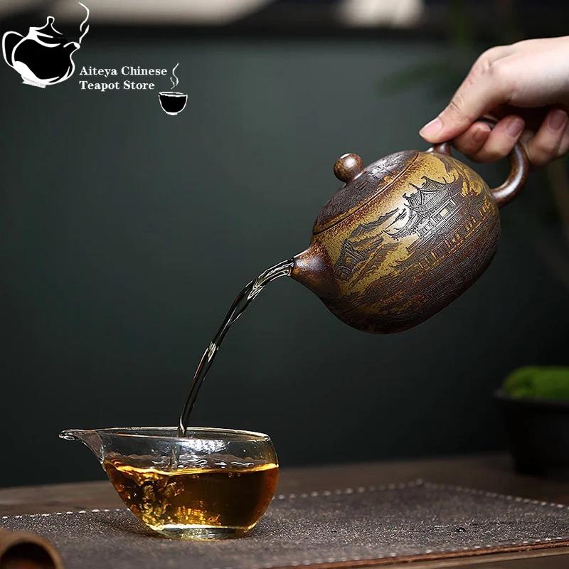 

Yixing purple clay teapot with special high temperature, wood burning keel, golden sand, phoenix singing, Xishi large capacity