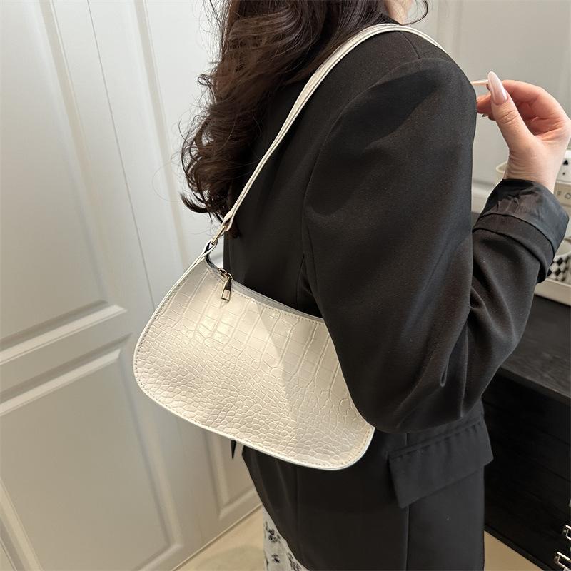 Solid Color Embossed Geometric Shoulder Bag With Zipper, Women's Shoulder Bag, Fashion Retro Zipper Bag, Casual Waterproof Handbag For Girls, Women