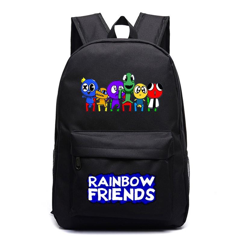 Rainbow Friends Cartoon School Backpack Kids Boys Girls Lightweight Oxford Fabric Bookbag With Ergonomic Shoulder Straps
