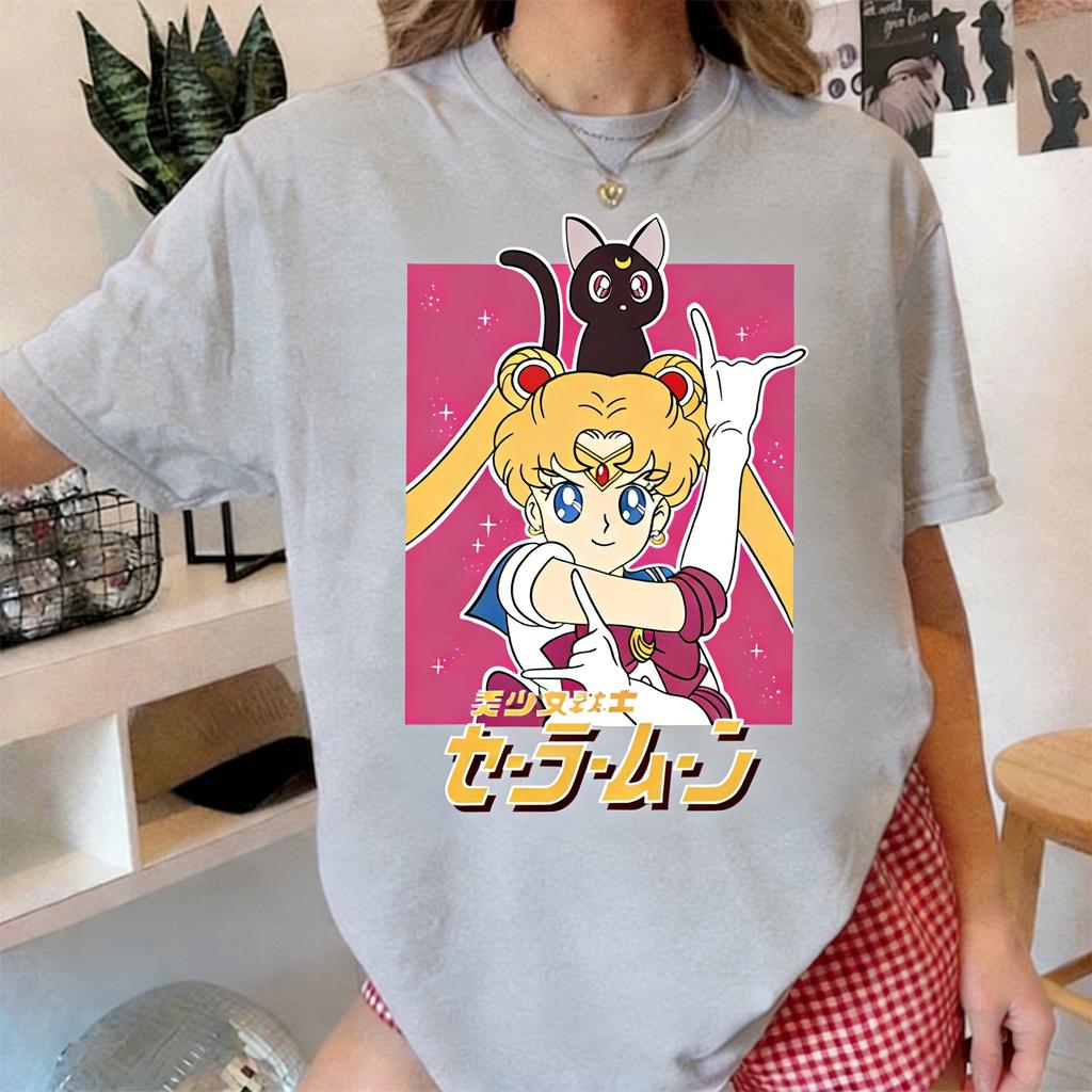 Sailor Moon Anime 2026 Summer Y2k T Shirt Women Unisex Casual Short Sleeve Top Kawaii Cartoon Print Streetwear Fashion Graphic Tee