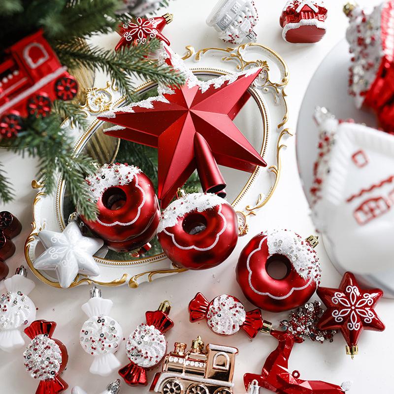 WTEMPO 1 Stück rote Weihnachtsbaumspitze, fünfzackiger Stern, dekoratives Ornament, Vintage, kreative Heim-DIY-Dekoration für Thanksgiving, Weihnachten, Neujahr