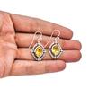 Handmade 925 Sterling Silver Citrine Drop Earrings – Natural Yellow Gemstone Ornate Vintage Dangle Jewelry for Women