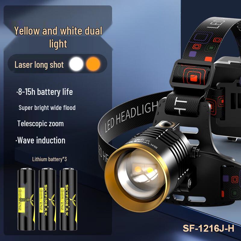 SkyFire Dual-Light Rechargeable LED Headlamp
