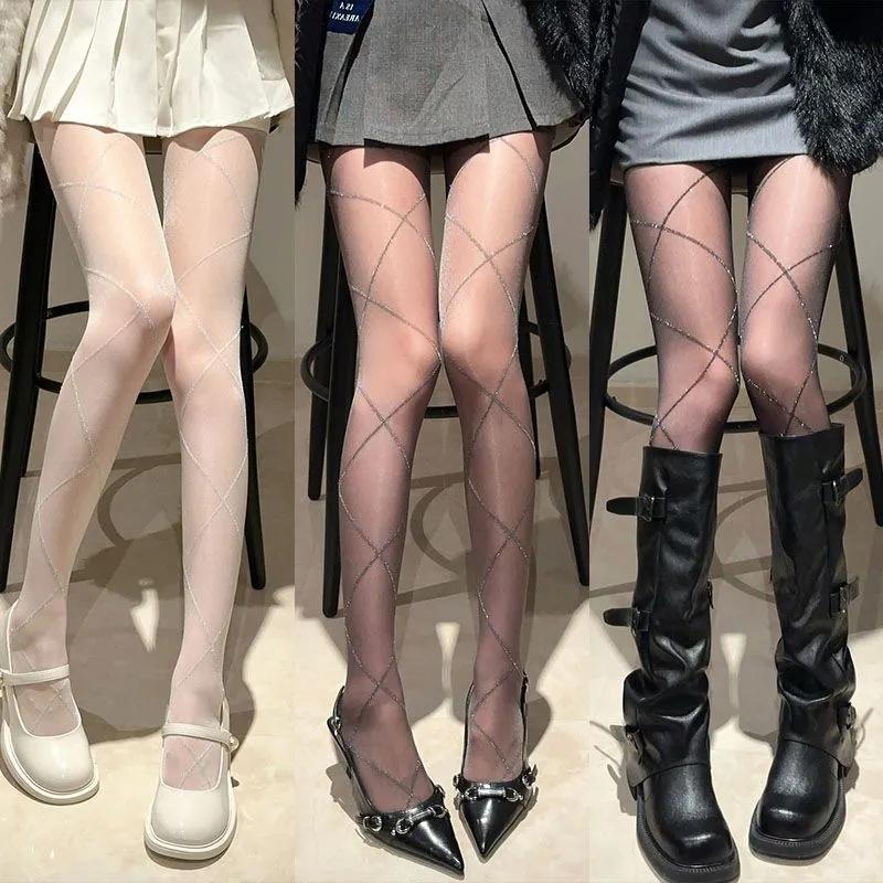Diamond Grid Print Stockings Lingeries Spring Summer Ultra-thin Leggings for Girls Tights NightClub Party Gift Women Pantyhose