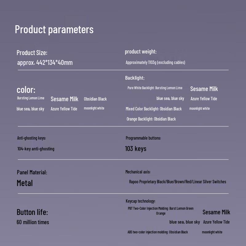 Rapoo V500PRO Upgrade 104-Key Wired Backlit Mechanical Gaming Keyboard