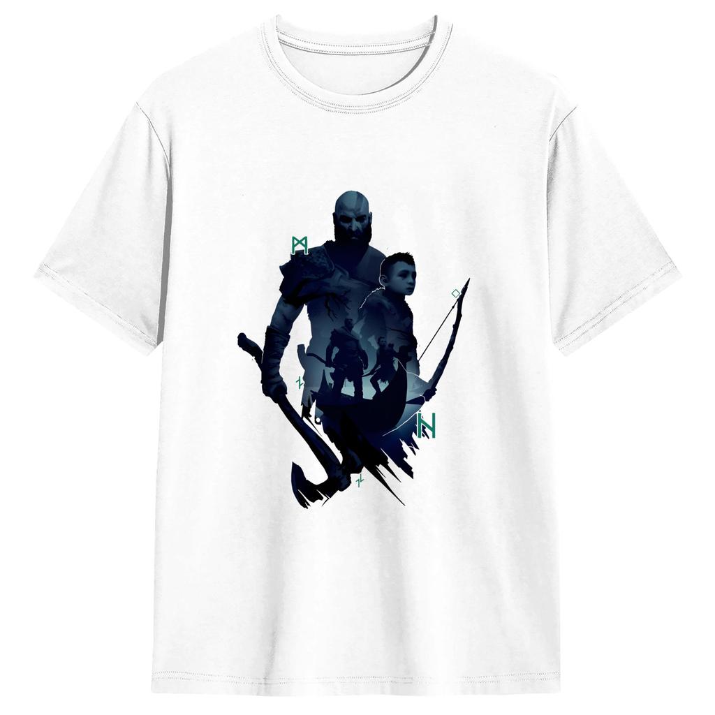 Casual God Of War Kratos Tshirt For Unisex Round Neck Pure Cotton T Shirts Short Sleeve Tees Classic Clothes