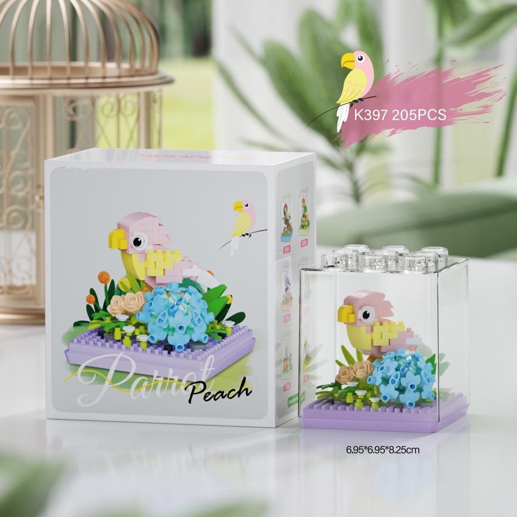 Idea Lovely Animal Nanobricks Micro Diamond Block Cute Birds Park Set Parrot Model 3D Walls Brick Construction Toys For Kid Gift