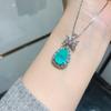 Simulation Paraiba Blue Noblewoman Pendant Emerald Bride Vintage Jewelry Necklace Earring Set