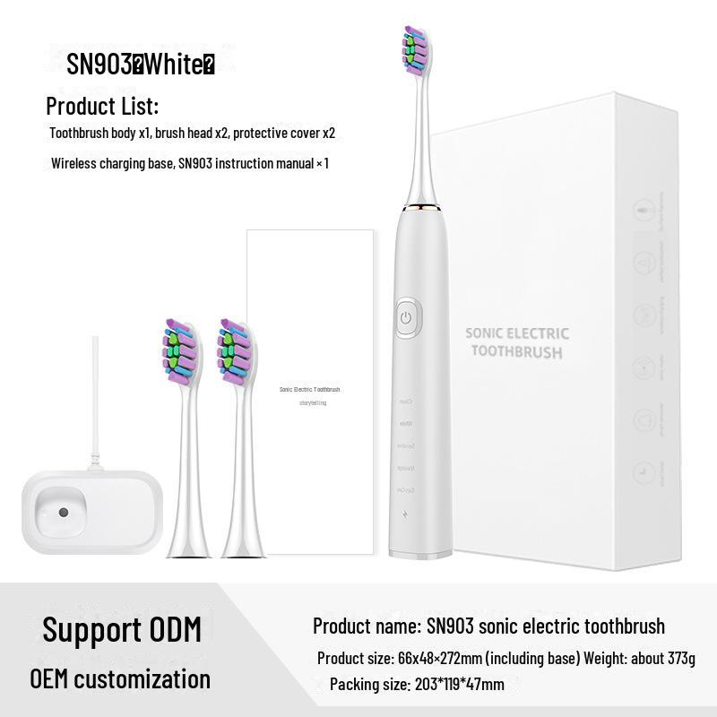 

SN903 Sonic Silent Soft водонепроницаемая электрическая зубная щетка в нейтральной упаковке - идеально подходит в качестве подарка