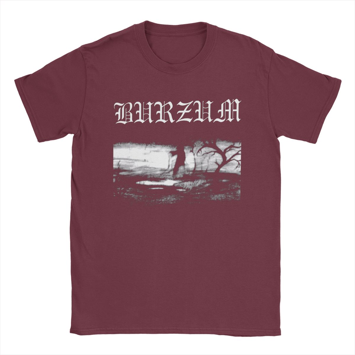 

Повсякденна футболка Burzum для чоловіків, бавовняна футболка з круглим вирізом, футболка з коротким рукавом, графічний одяг M бордовий