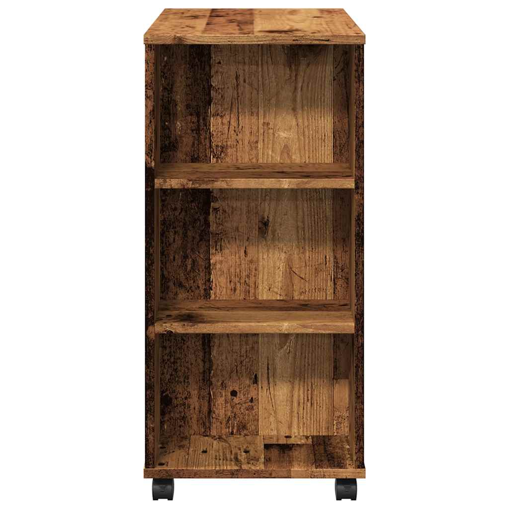 Rolling Cabinet Reclaimed Wood Look 60x35x75 Cm Engineered Wood