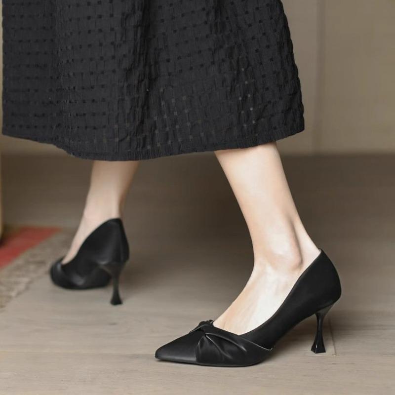 Pointed Single Shoes New Niche Temperament Professional Single Shoes Simple Shallow Commuting High Heels Women