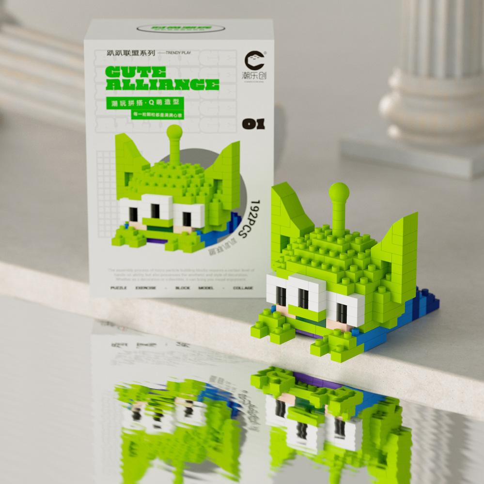 Süßer Mini auf der Vorderseite liegend Disney Mickey Bausteine Batman Kleiner Panda Stein 3D Süße Kuromi Sanrio Modell Spielzeug Für Kinder Geschenk