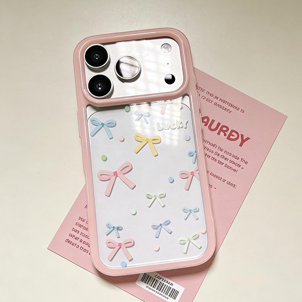 

Colorful Bow iPhone 15/14/13/16/17 Promax Full Coverage Transparent Case iPhone 16 Plus