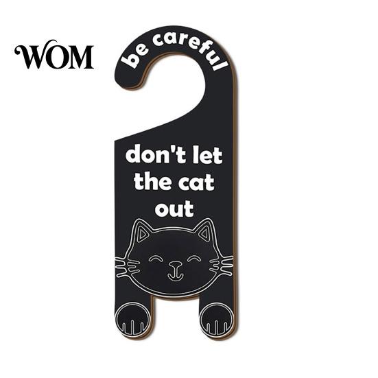 Cat Room Entrance Warning Door Handle Sign, Wooden Cartoon Hanging Reminder, Pet Sign Safety Knob Hanger, for Bedroom And Entryway Doors Decorative