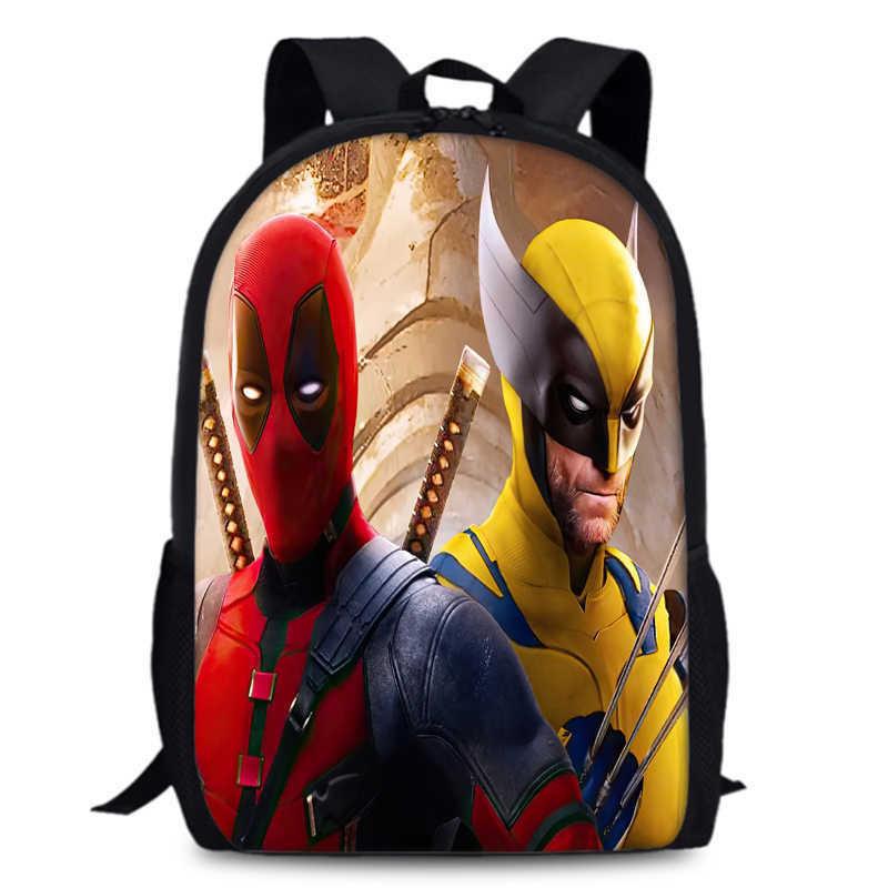 Deadpool Wolverine Backpack 15 Inch Anime Cartoon Lightweight Schoolbag