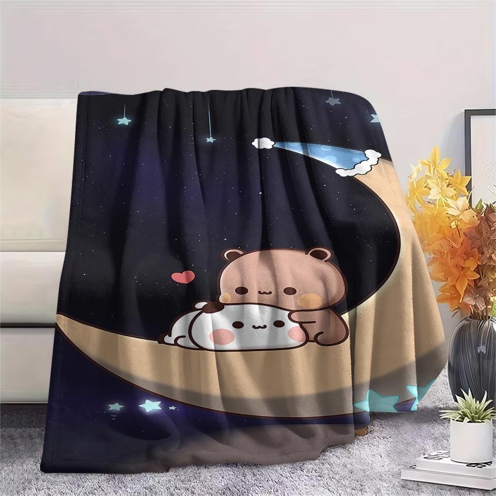 1PC Bubu Dudu Print Flannel Blanket, High quality All Seasons, Home Decor, Warmth and Comfort, Perfect for Christmas Gifts