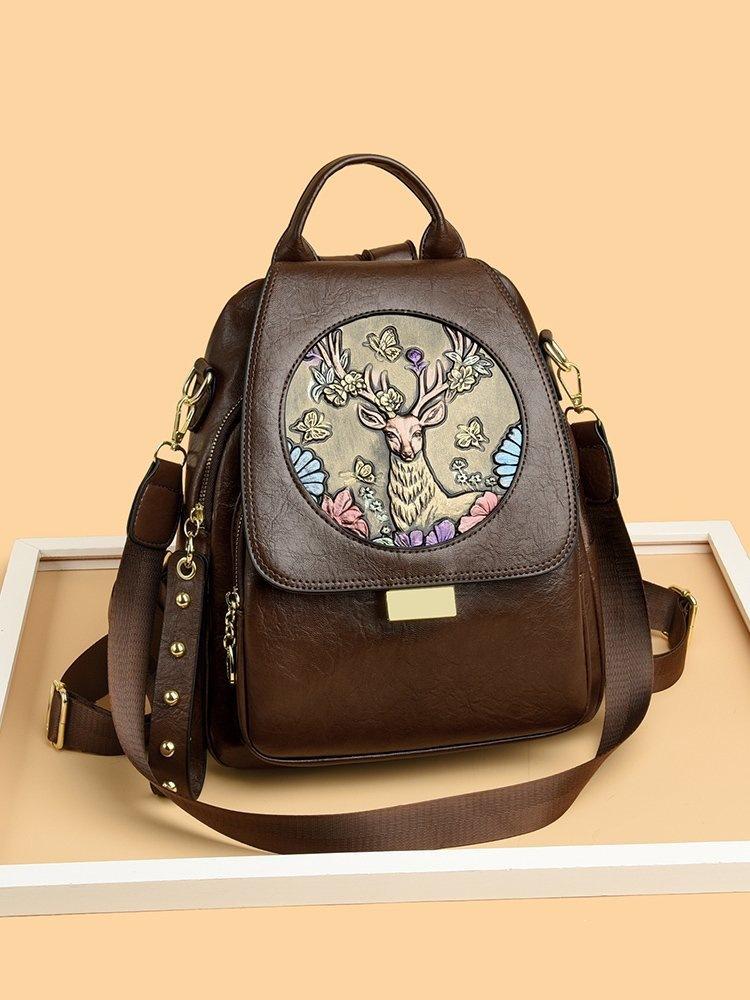 

Embroidered Backpack, Lightweight and Multi-functional, Suitable for Travel, Leisure, and Study, Perfect for Students. кавовий
