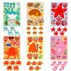 6 Photos/pack of Cute Marine Creatures Repeatable Puzzle Stickers Waterproof Stickers